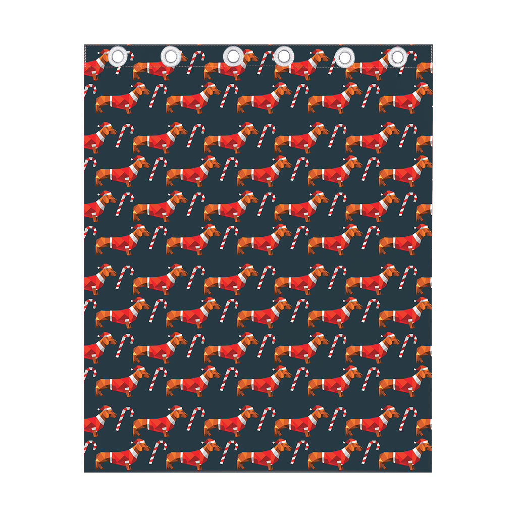 Xmas Dachshund Pattern Print Curtain