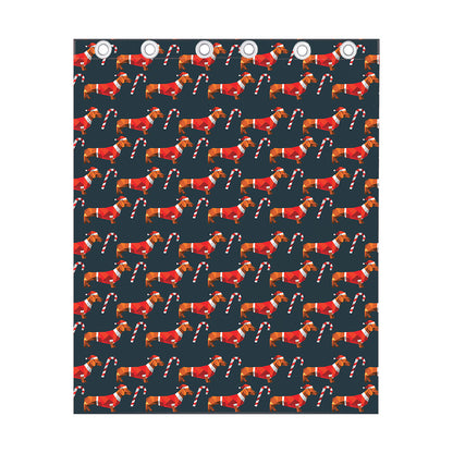 Xmas Dachshund Pattern Print Curtain