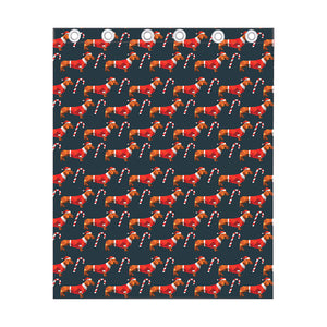 Xmas Dachshund Pattern Print Curtain