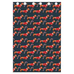 Xmas Dachshund Pattern Print Curtain