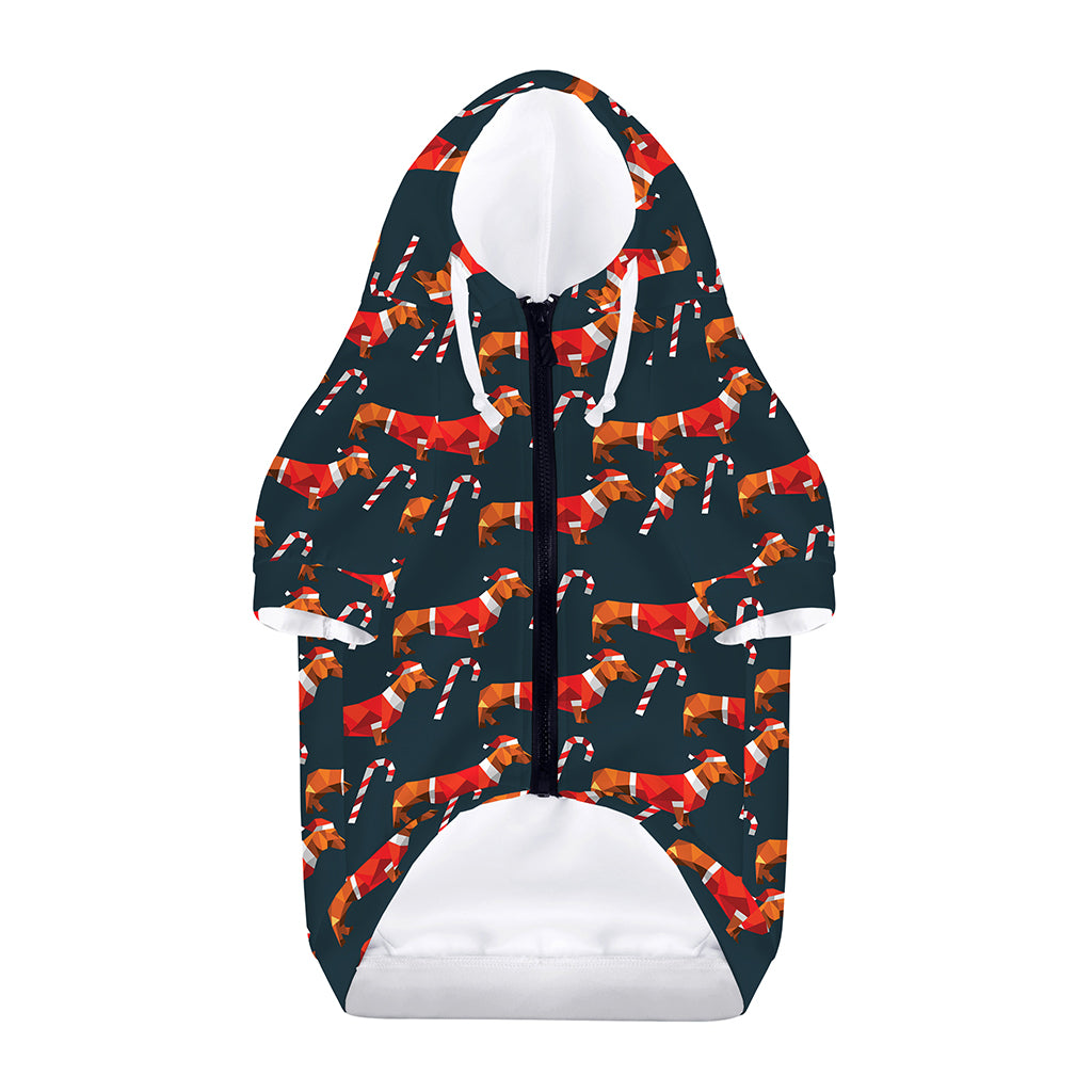 Xmas Dachshund Pattern Print Dog Zip Up Hoodie