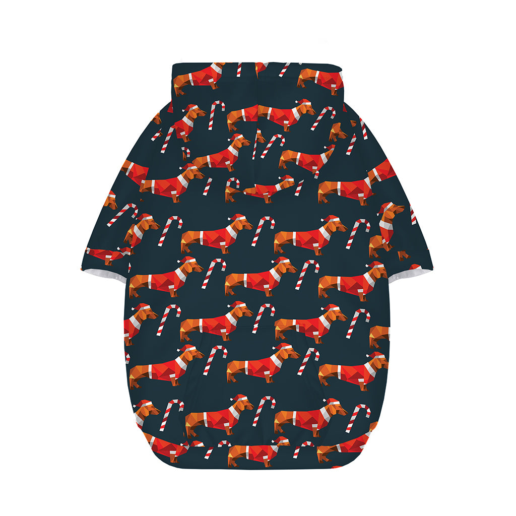 Xmas Dachshund Pattern Print Dog Zip Up Hoodie
