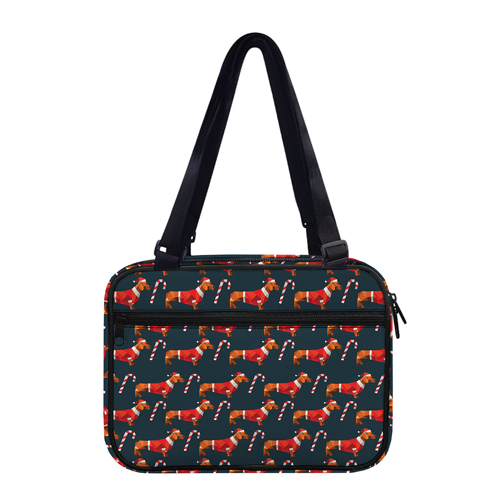 Xmas Dachshund Pattern Print Double Strap Bible Bag