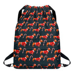 Xmas Dachshund Pattern Print Drawstring Backpack