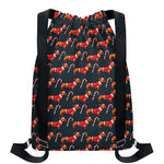 Xmas Dachshund Pattern Print Drawstring Backpack
