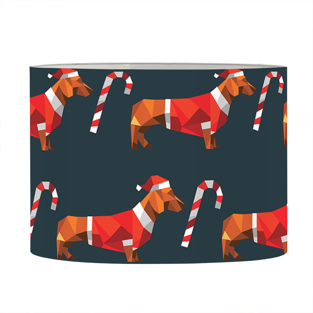 Xmas Dachshund Pattern Print Drum Lamp Shade