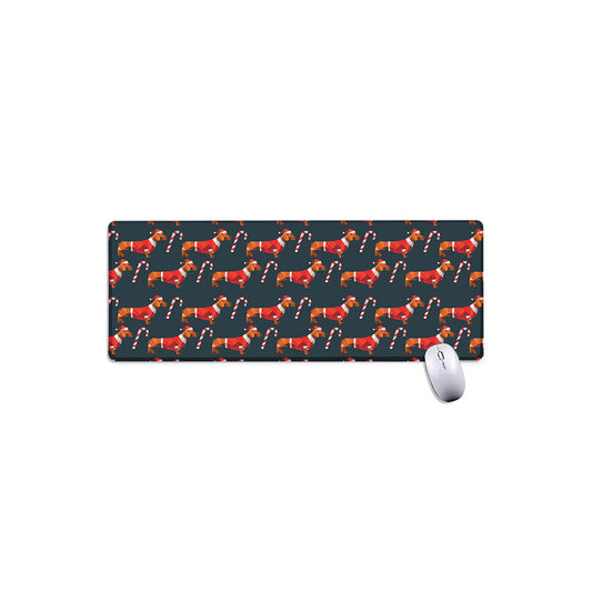 Xmas Dachshund Pattern Print Extended Mouse Pad