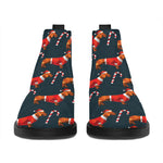 Xmas Dachshund Pattern Print Flat Ankle Boots