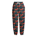 Xmas Dachshund Pattern Print Fleece Lined Knit Pants