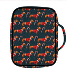 Xmas Dachshund Pattern Print Front Pocket Bible Bag