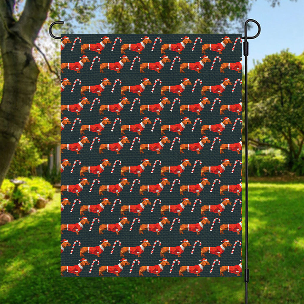 Xmas Dachshund Pattern Print Garden Flag