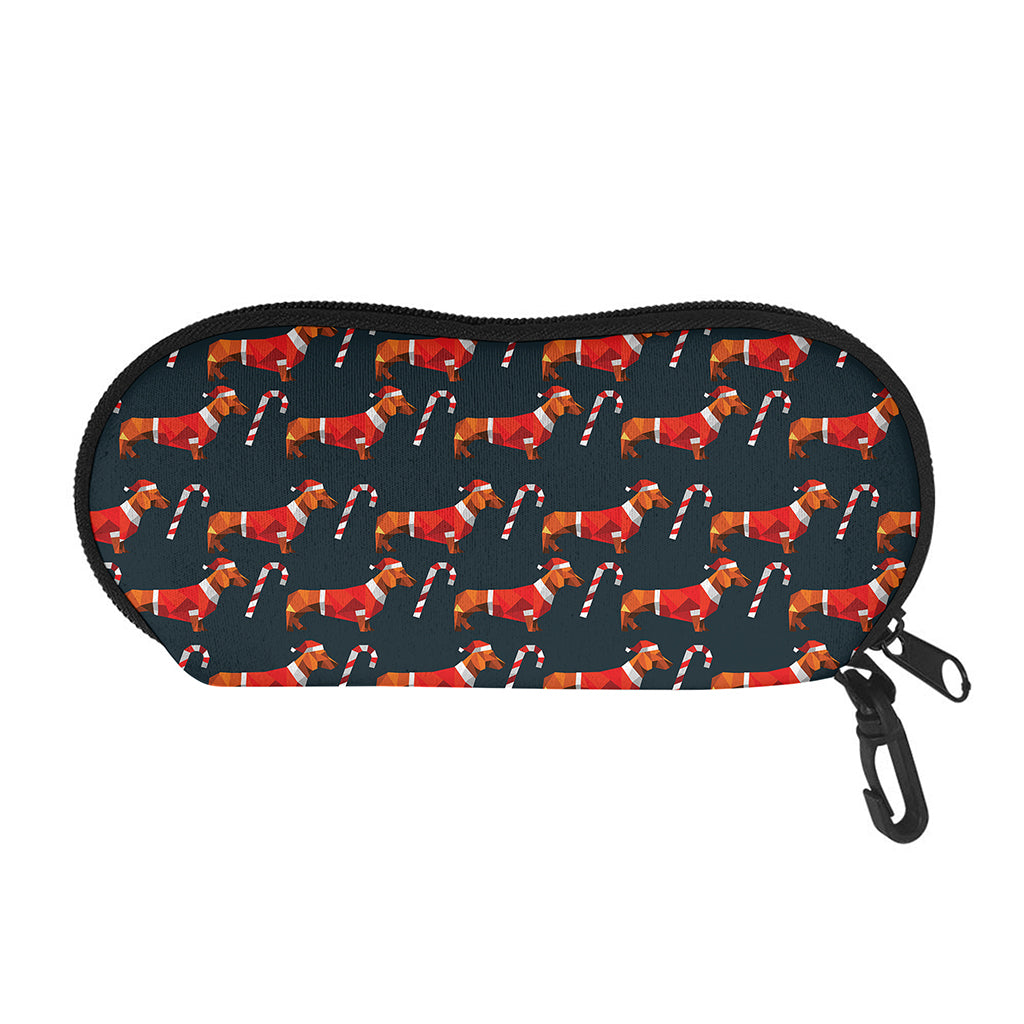 Xmas Dachshund Pattern Print Glasses Case