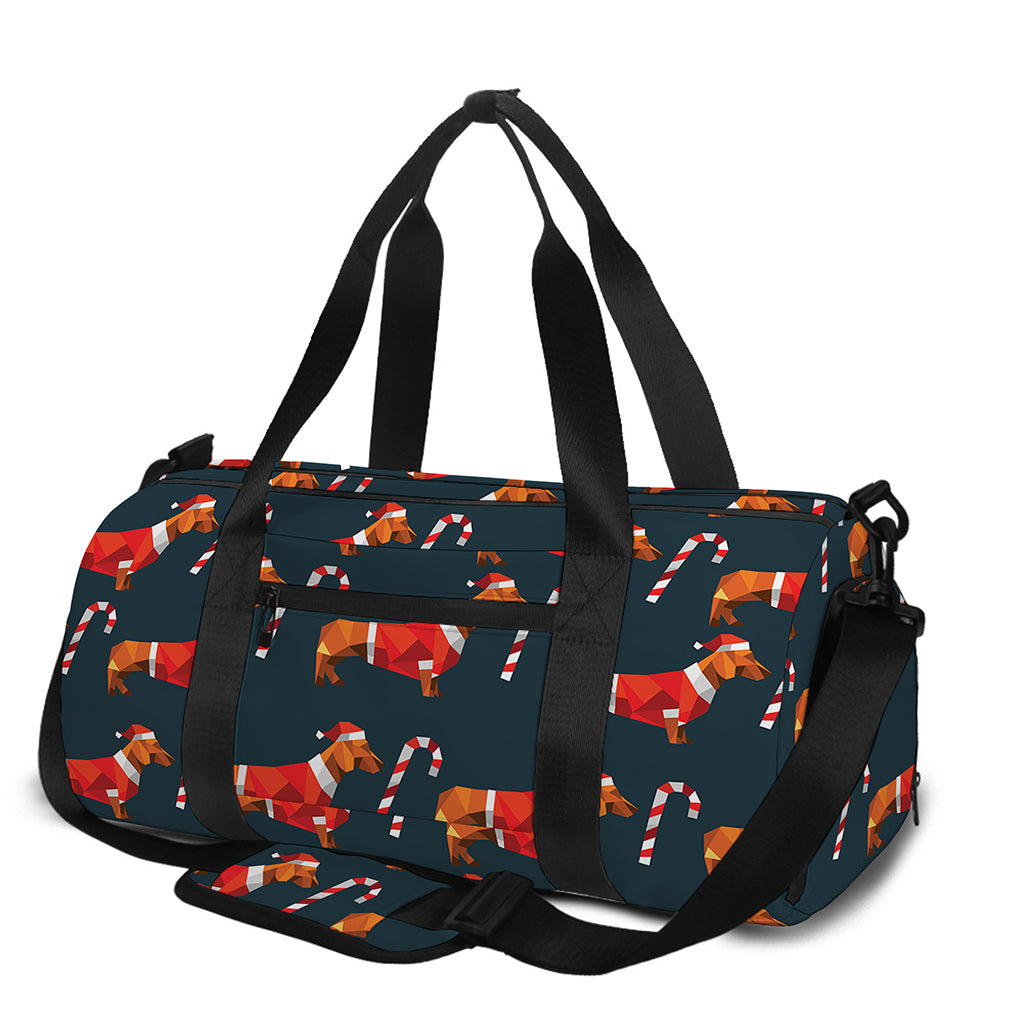 Xmas Dachshund Pattern Print Gym Bag