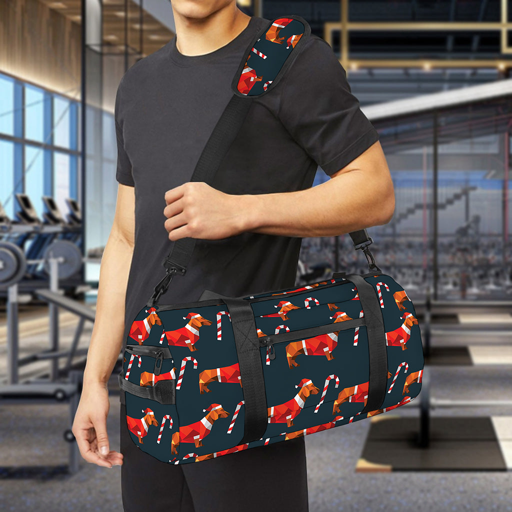 Xmas Dachshund Pattern Print Gym Bag