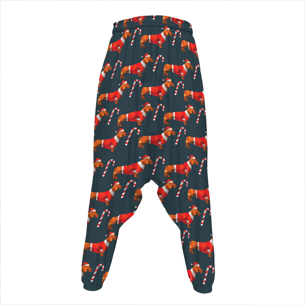 Xmas Dachshund Pattern Print Hammer Pants