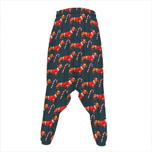 Xmas Dachshund Pattern Print Hammer Pants