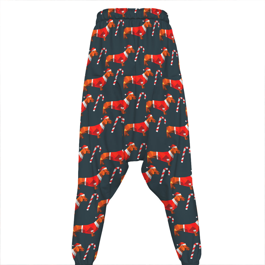 Xmas Dachshund Pattern Print Hammer Pants