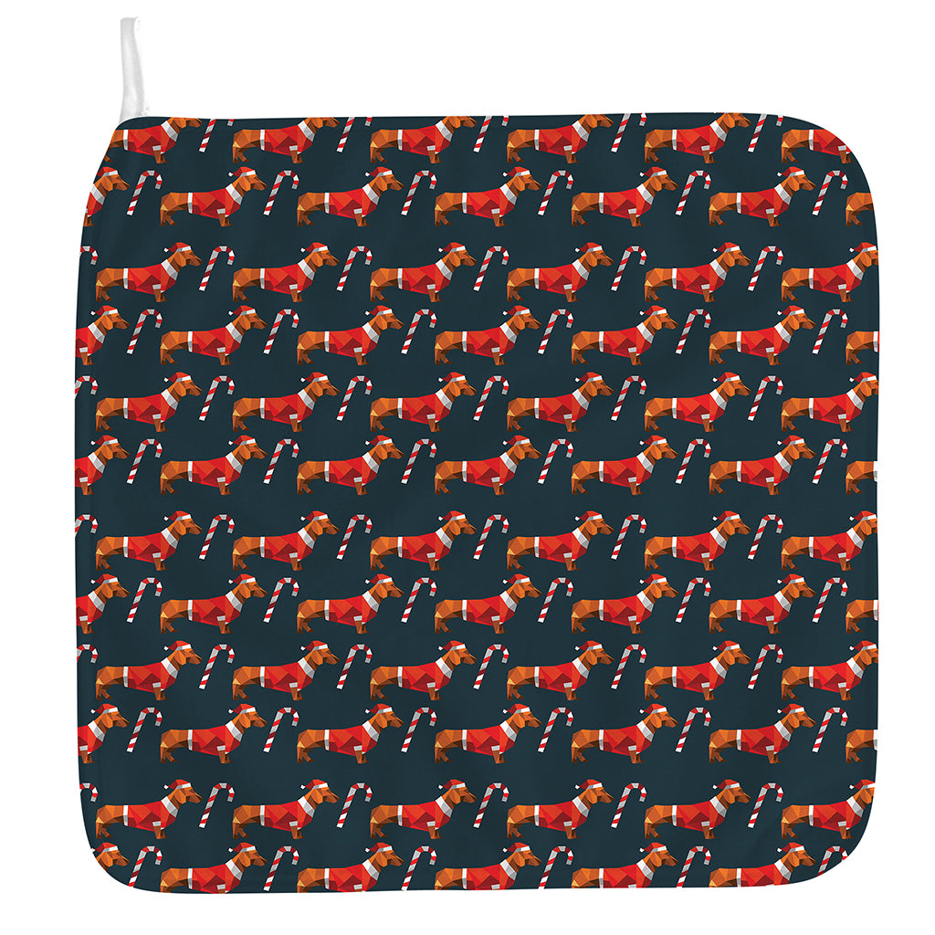 Xmas Dachshund Pattern Print Hand Towel