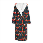 Xmas Dachshund Pattern Print Hooded Bathrobe