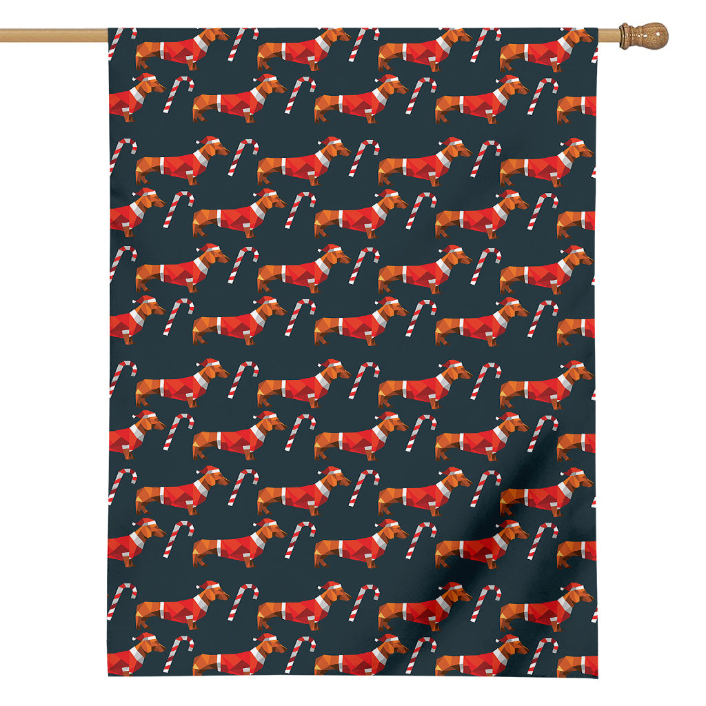 Xmas Dachshund Pattern Print House Flag