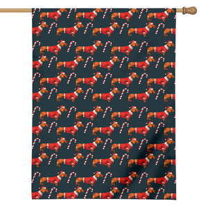 Xmas Dachshund Pattern Print House Flag