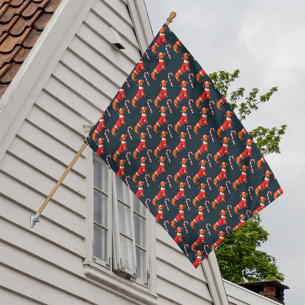 Xmas Dachshund Pattern Print House Flag