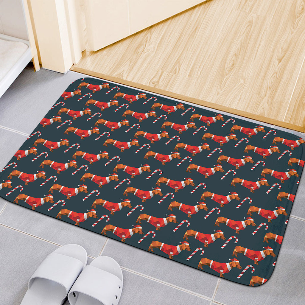 Xmas Dachshund Pattern Print Indoor Door Mat