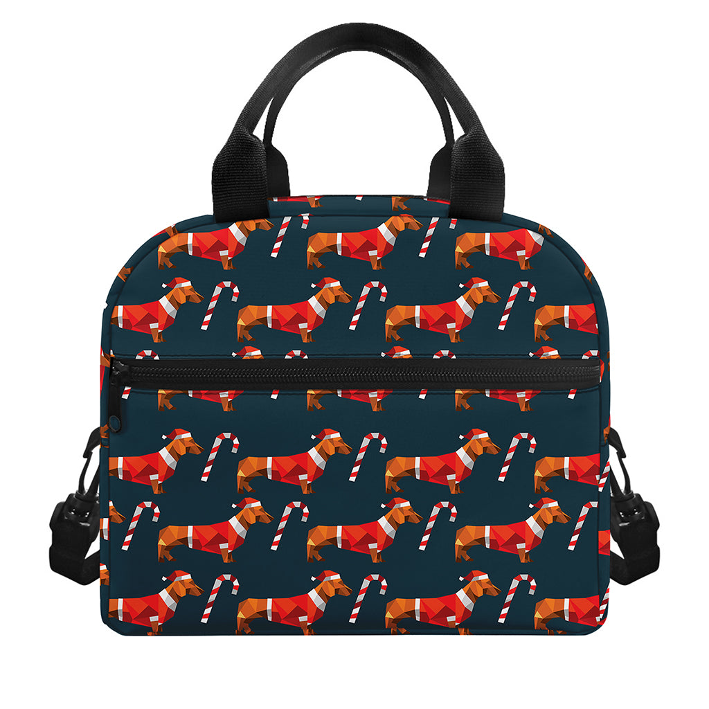 Xmas Dachshund Pattern Print Insulated Lunch Bag