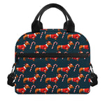 Xmas Dachshund Pattern Print Insulated Lunch Bag