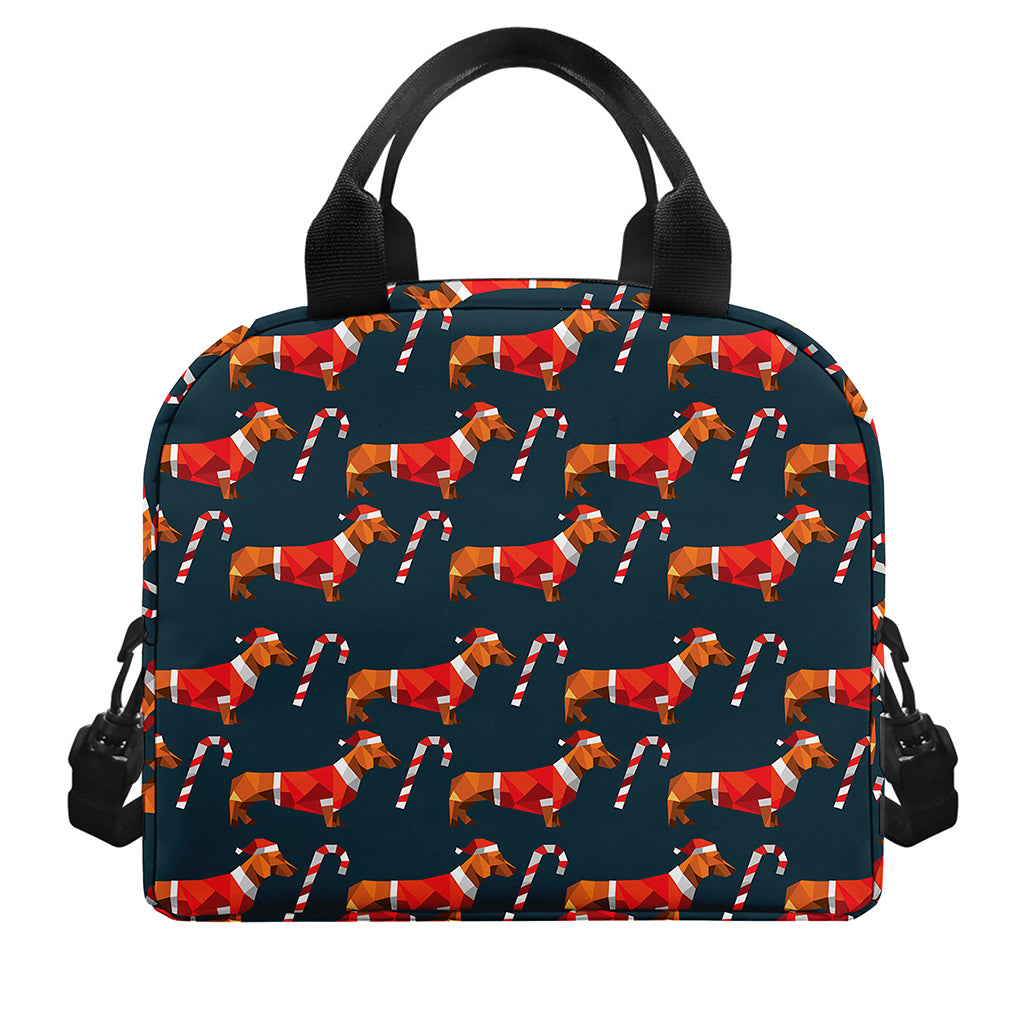 Xmas Dachshund Pattern Print Insulated Lunch Bag