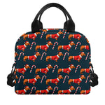 Xmas Dachshund Pattern Print Insulated Lunch Bag