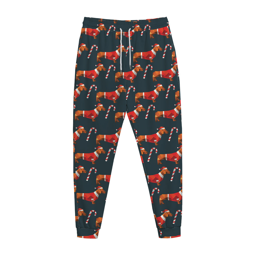 Xmas Dachshund Pattern Print Jogger Pants