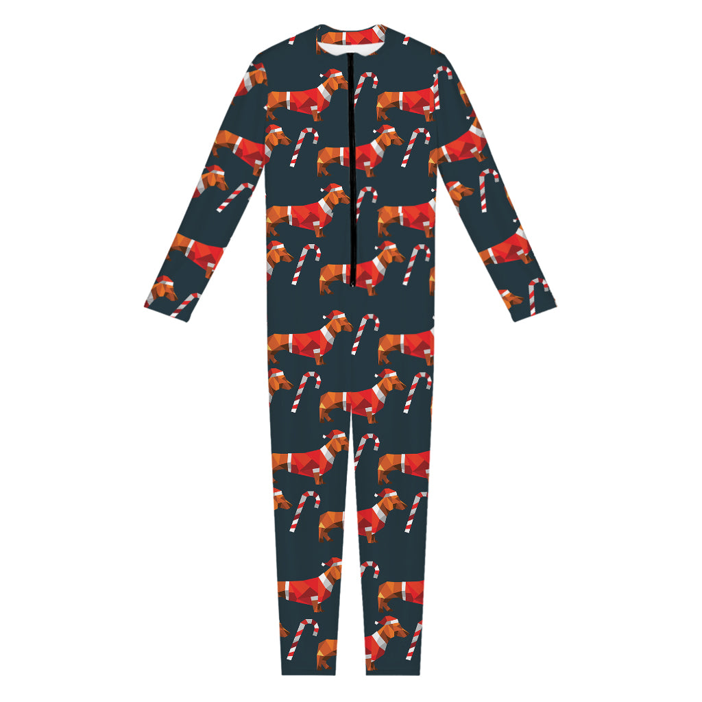 Xmas Dachshund Pattern Print Jumpsuit