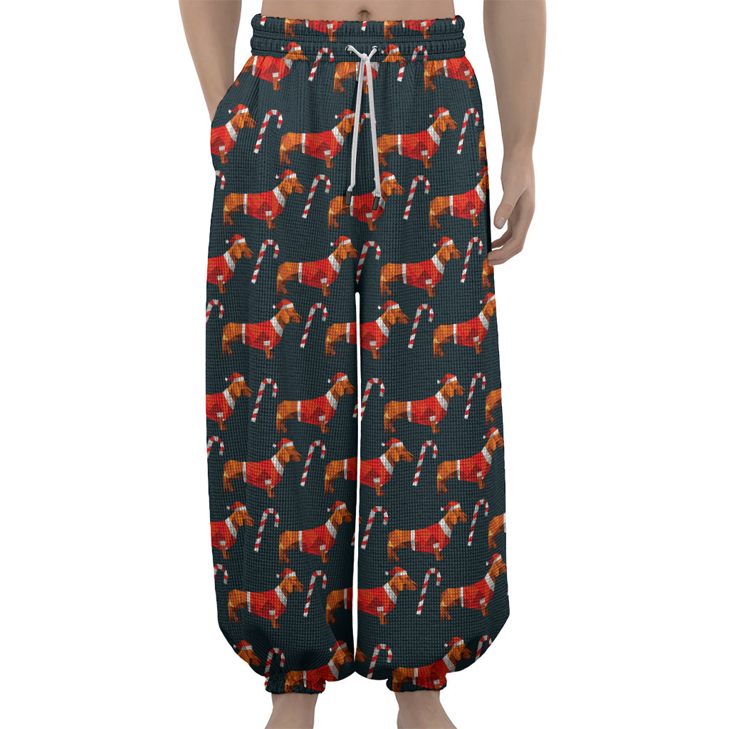 Xmas Dachshund Pattern Print Lantern Pants