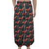 Xmas Dachshund Pattern Print Lantern Pants