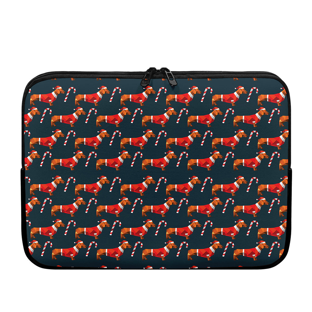 Xmas Dachshund Pattern Print Laptop Sleeve