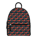 Xmas Dachshund Pattern Print Leather Backpack
