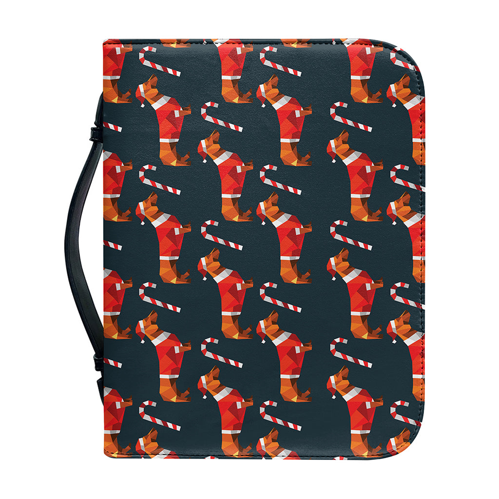 Xmas Dachshund Pattern Print Leather Bible Cover