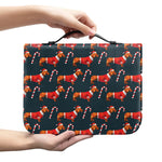 Xmas Dachshund Pattern Print Leather Bible Cover