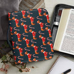 Xmas Dachshund Pattern Print Leather Bible Cover