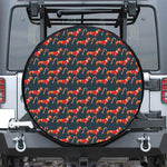 Xmas Dachshund Pattern Print Leather Spare Tire Cover