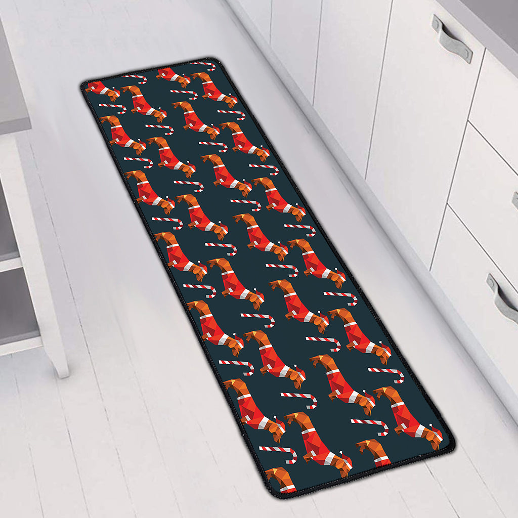 Xmas Dachshund Pattern Print Long Kitchen Mat