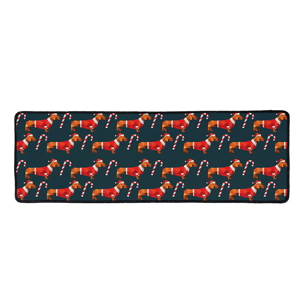 Xmas Dachshund Pattern Print Long Kitchen Mat