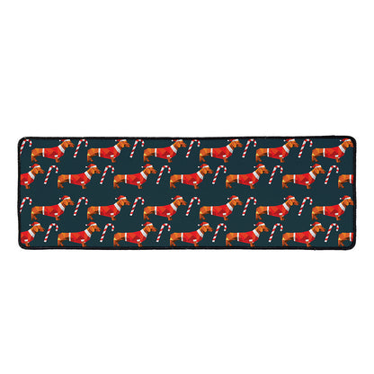 Xmas Dachshund Pattern Print Long Kitchen Mat