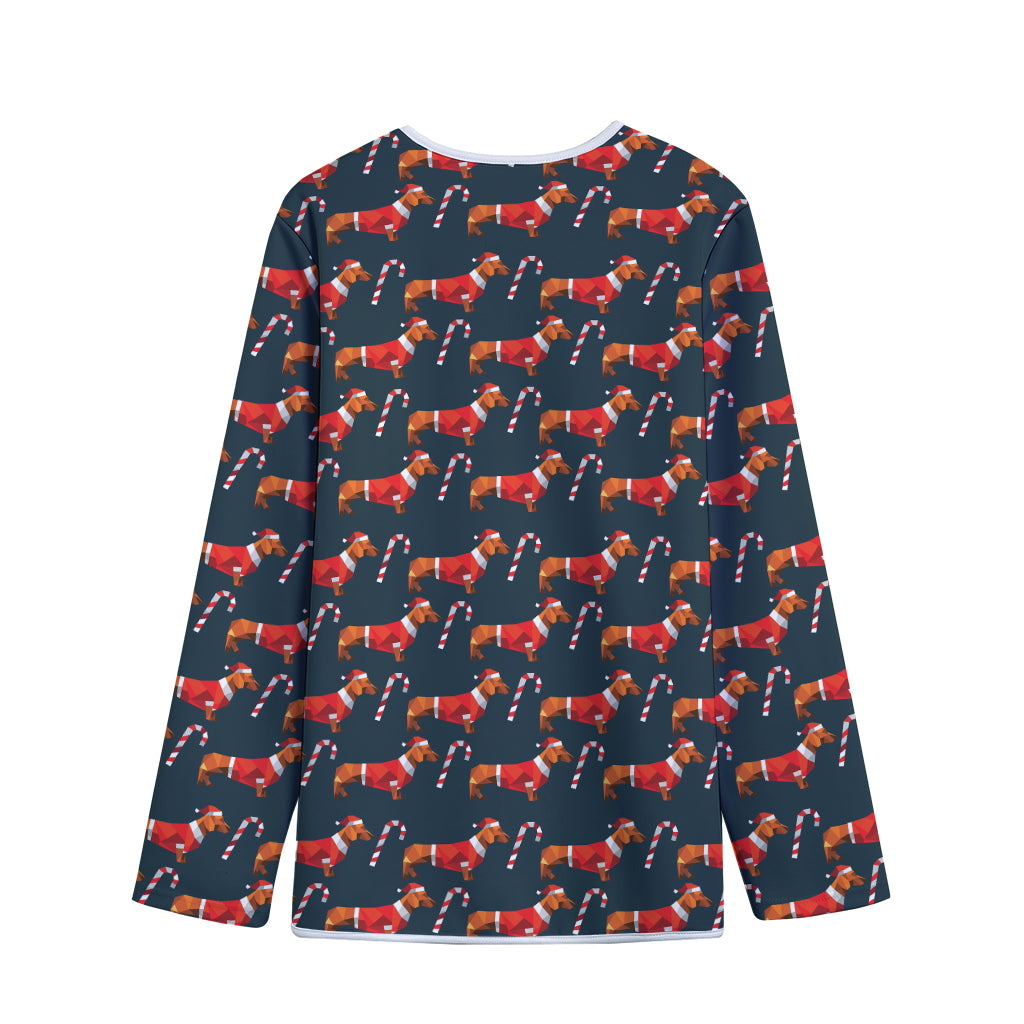 Xmas Dachshund Pattern Print Long Sleeve Short Coat