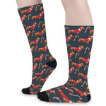 Xmas Dachshund Pattern Print Long Socks