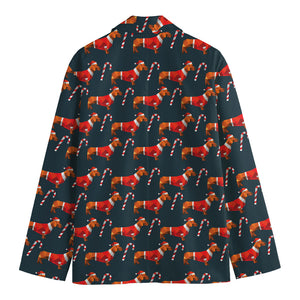 Xmas Dachshund Pattern Print Men's Blazer