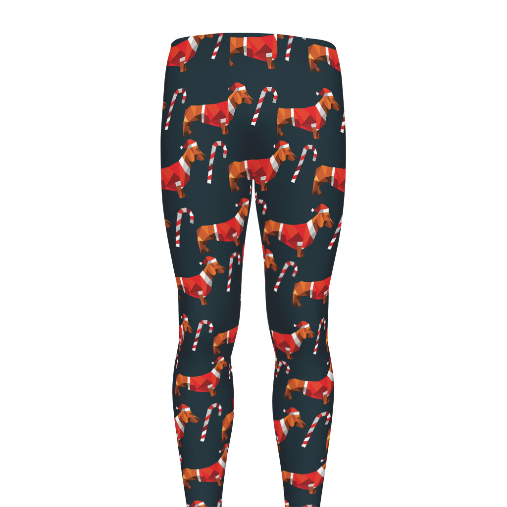 Xmas Dachshund Pattern Print Men's leggings