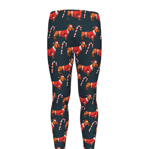 Xmas Dachshund Pattern Print Men's leggings