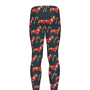 Xmas Dachshund Pattern Print Men's leggings